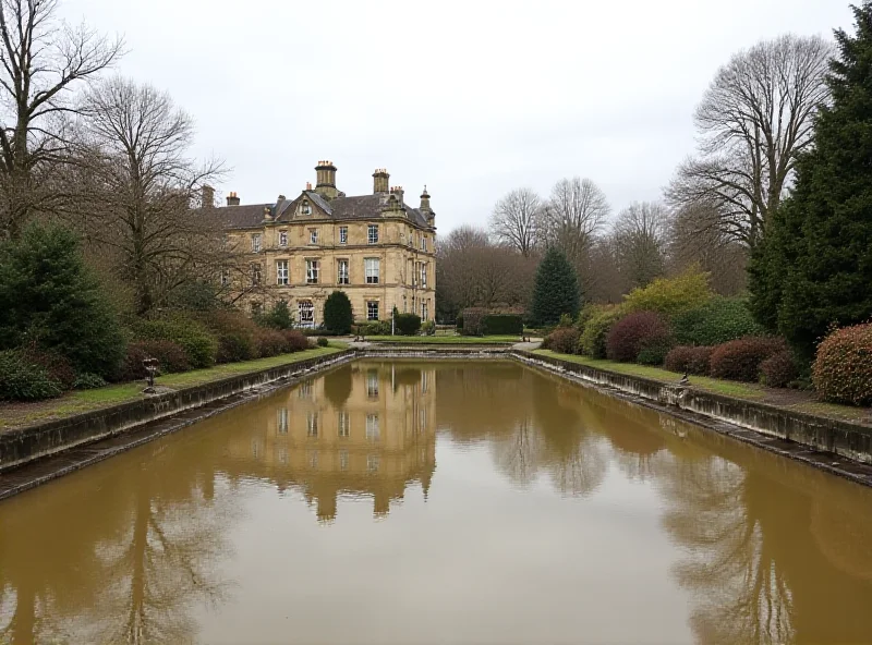 Cleveland Pools in Bath, UK, surrounded by floodwater