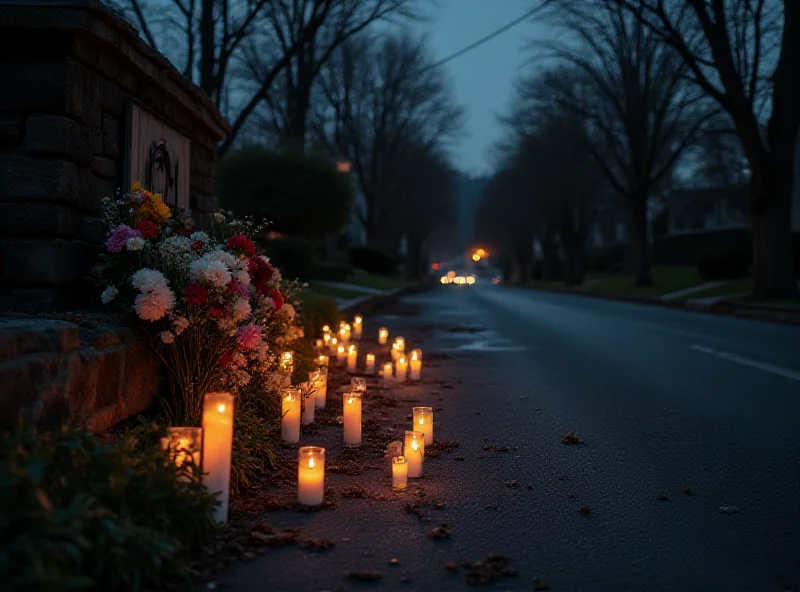 Mourning scene with flowers