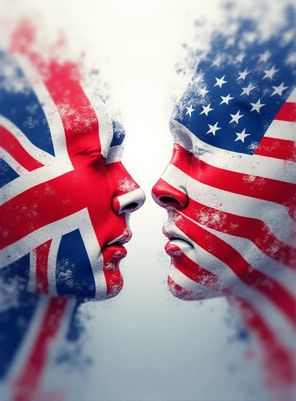 A digital illustration showing the flags of the United Kingdom and the United States fading and drifting apart, symbolizing the weakening of the special relationship.