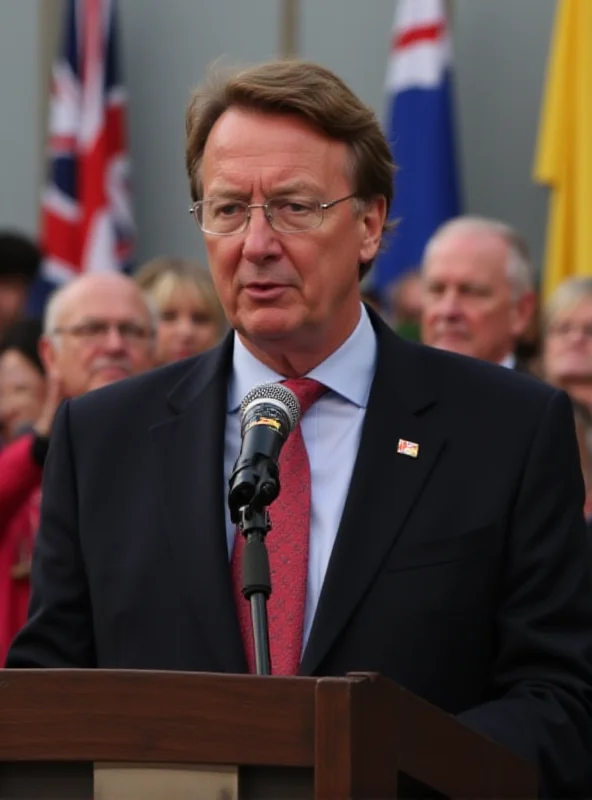 Nigel Farage giving a speech at a political rally with a concerned expression.