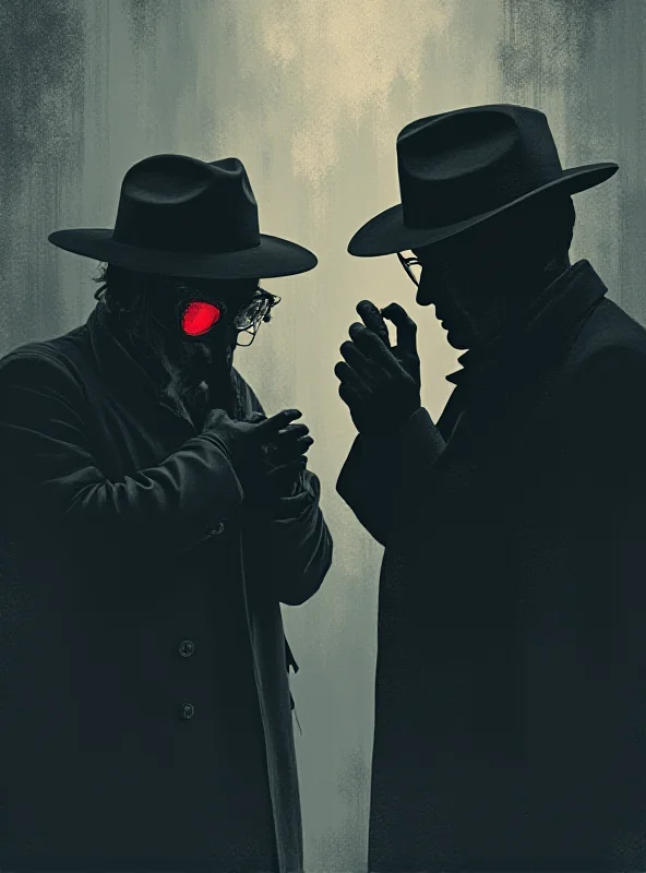 Illustration of spies using covert communication methods.