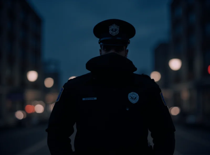 Silhouette of police officer at night