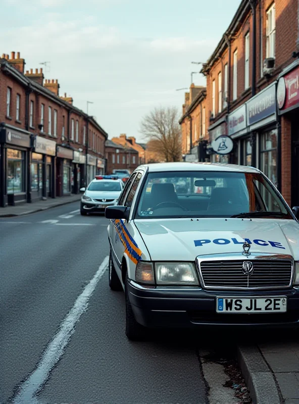 Police car parked on a street in a British town