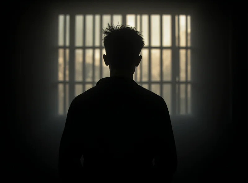 Silhouette of a person behind bars