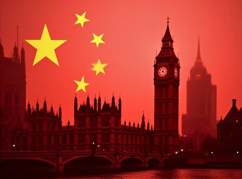 Image of UK parliament with a subtle overlay of a Chinese flag, symbolizing the political debate surrounding Labour's relationship with Beijing.