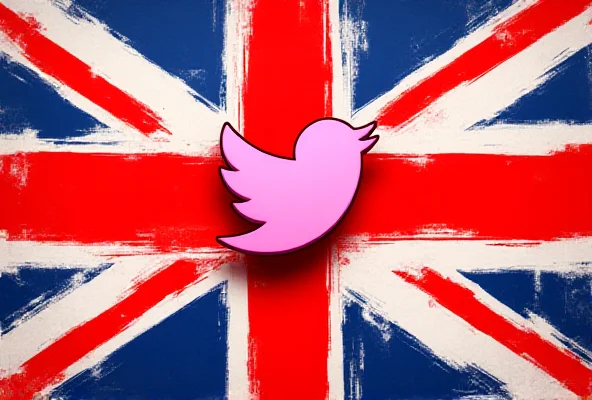 A stylized depiction of the Union Jack flag with a Twitter bird superimposed, symbolizing the social media outrage over JD Vance's comments.