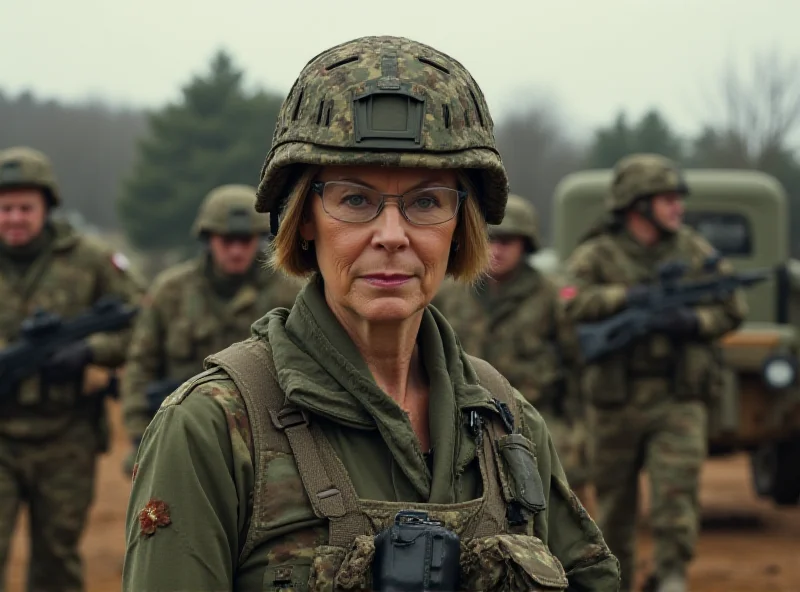 Duchess of Edinburgh in camouflage gear at a military training exercise