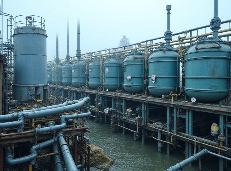 A photograph of a water treatment plant with pipes and machinery.