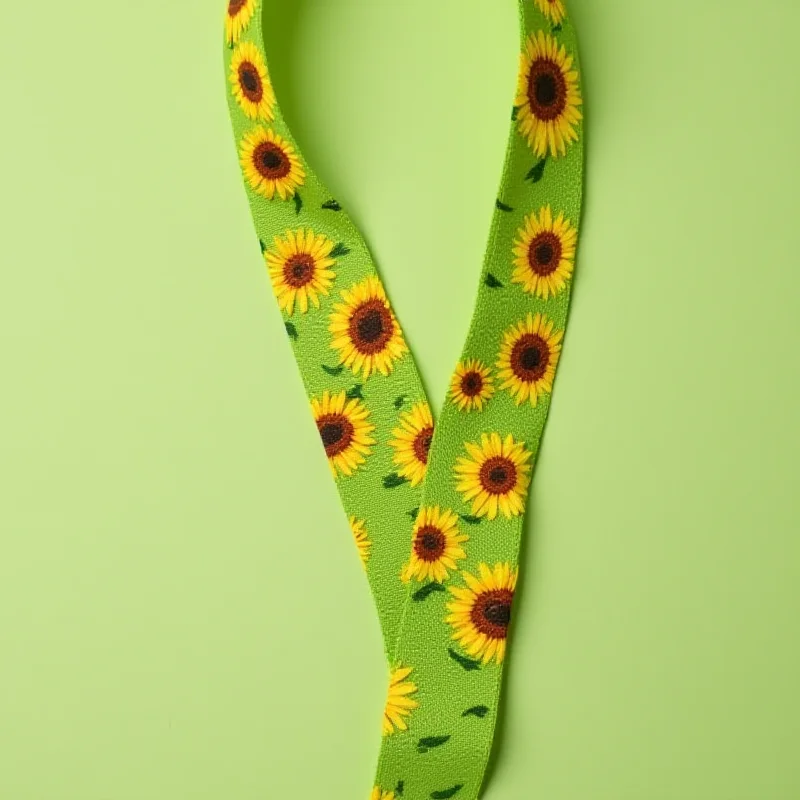 A sunflower symbol on a lanyard.