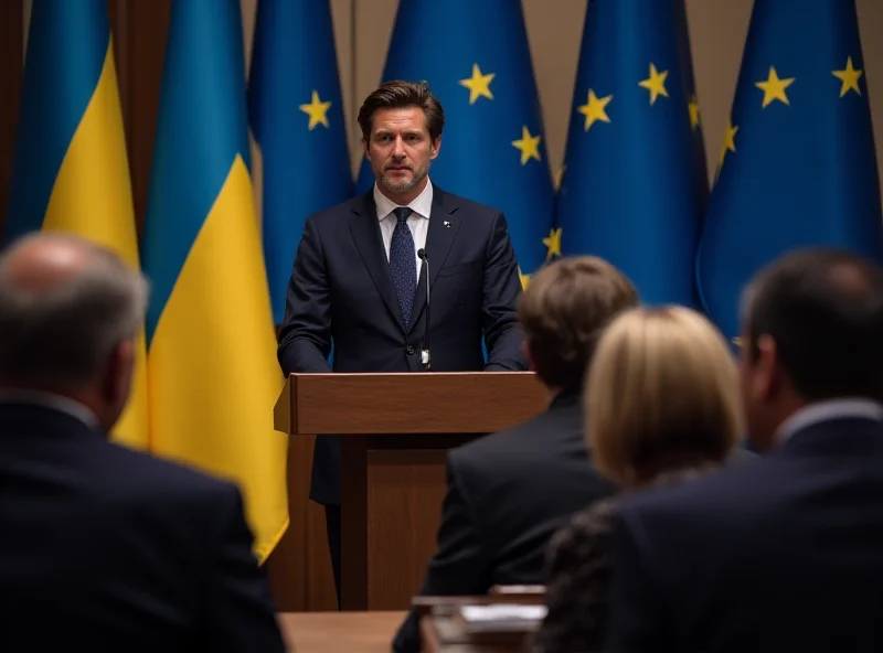 Volodymyr Zelenskyy addressing EU leaders