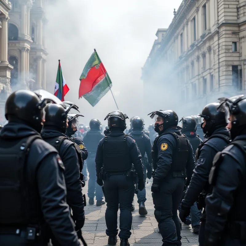 Protesters clashing with police in Belgrade