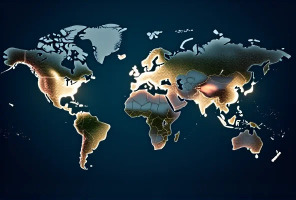 Image of a world map highlighting Ukraine, with surrounding countries blurred, symbolizing the focus on the conflict and its regional impact.