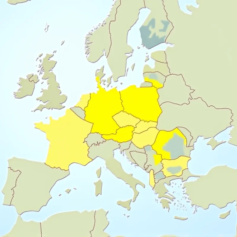 Map of Europe with Ukraine highlighted