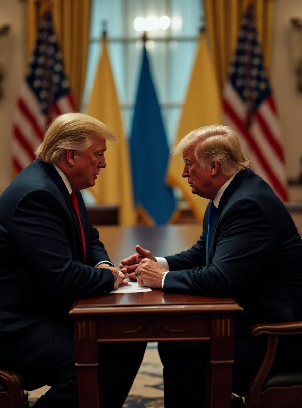 President Donald Trump and President Volodymyr Zelenskyy in a serious discussion at the White House.