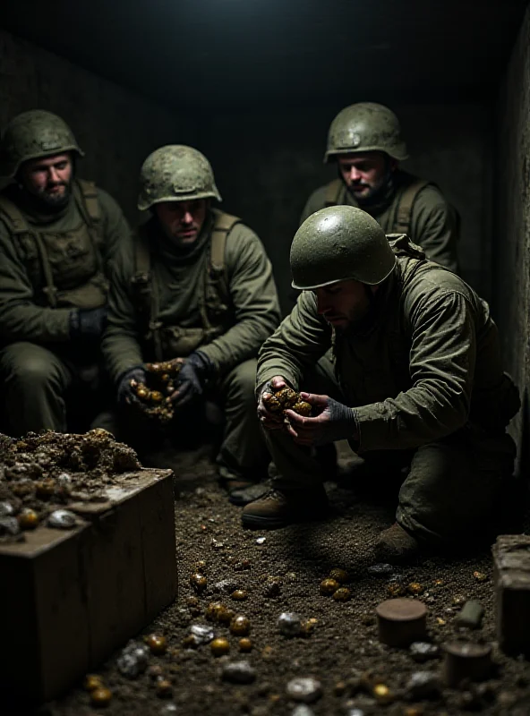 Image of Ukrainian soldiers preparing a beehive-like explosive device.