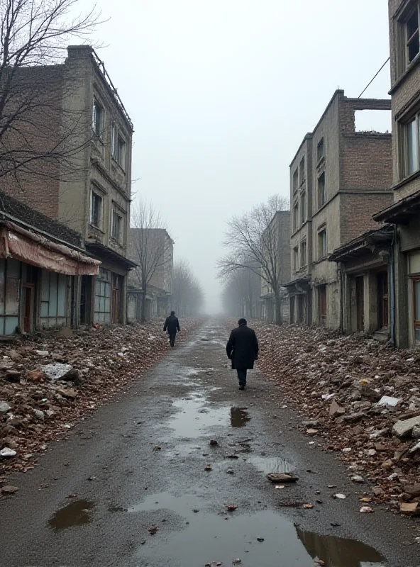 A street in Kramatorsk, Ukraine, showing damage from the war.