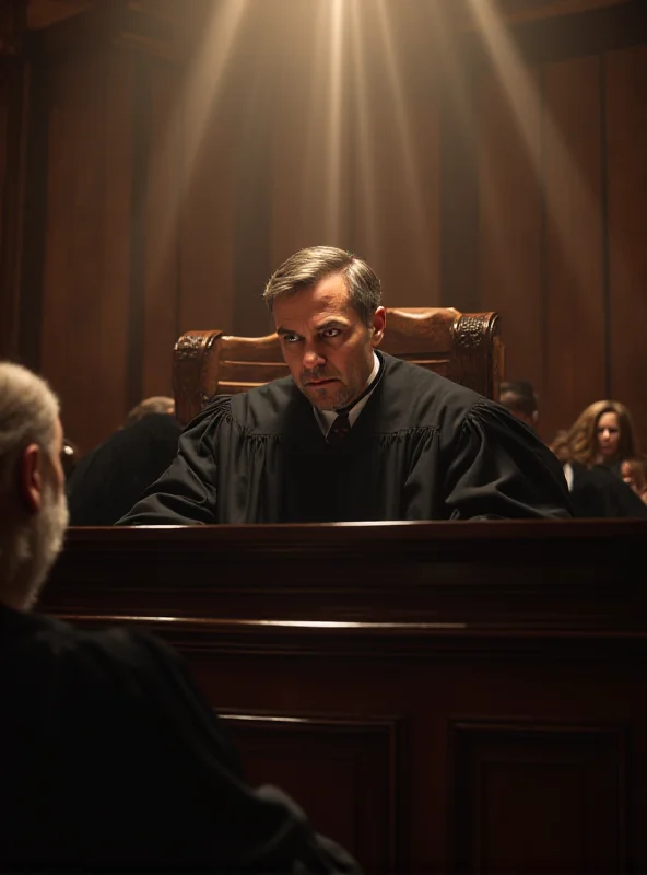 A judge in a courtroom listening to arguments about immigration policy.