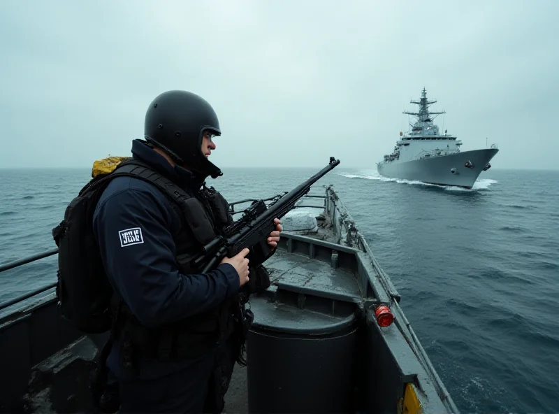 Russian warship Boikiy sailing in the English Channel, with armed personnel visible on deck.