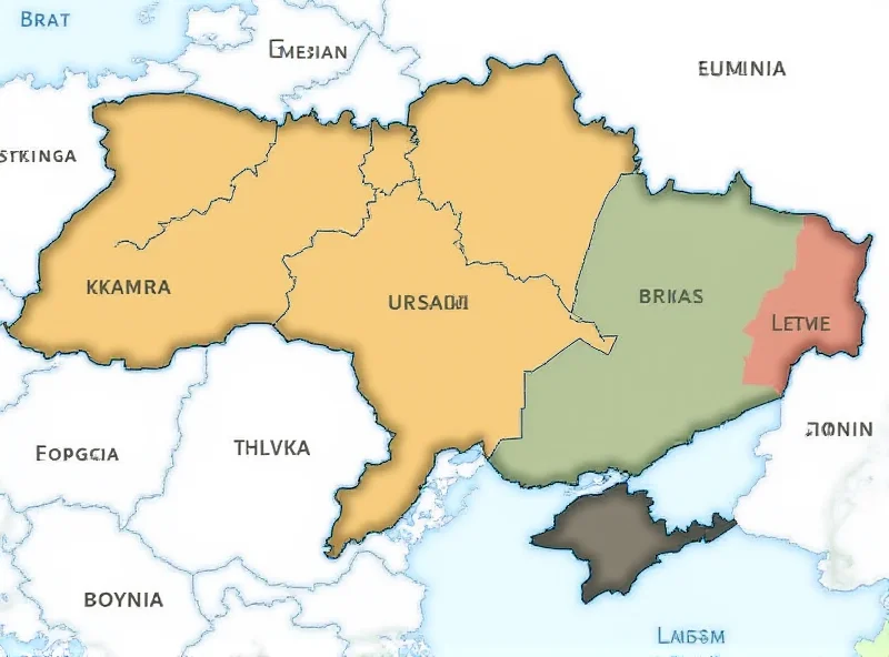 A map showing the five Ukrainian regions claimed by Russia.