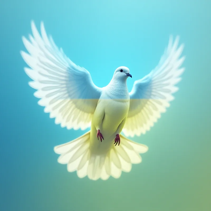 An image depicting a peace dove in the colors of the Ukrainian flag, symbolizing the desire for peace