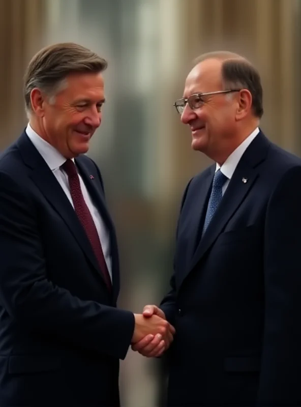 President Zelensky shaking hands with a European leader.