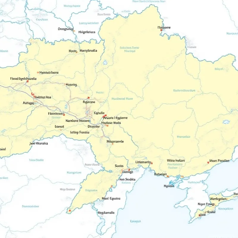 A map of Ukraine highlighting the conflict zones.