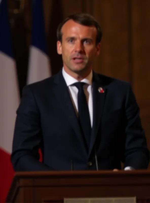 Emmanuel Macron giving a speech at a podium