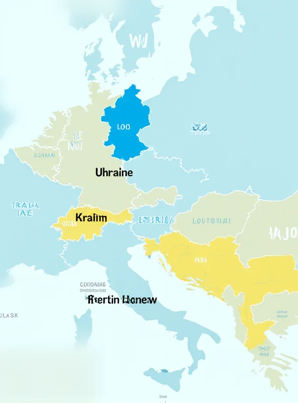 A map highlighting Ukraine and the United Kingdom, with a stylized arrow pointing from the US towards Ukraine.