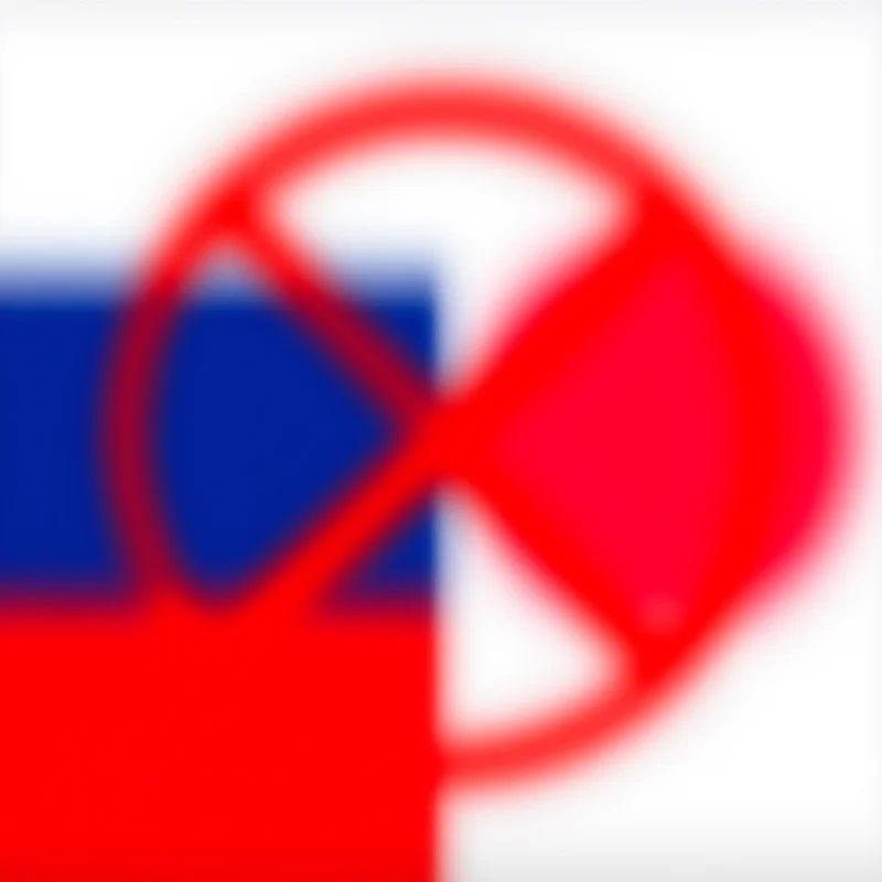 A split image: on one side, the Russian flag; on the other, the Japanese flag. A red 'no entry' symbol is superimposed.