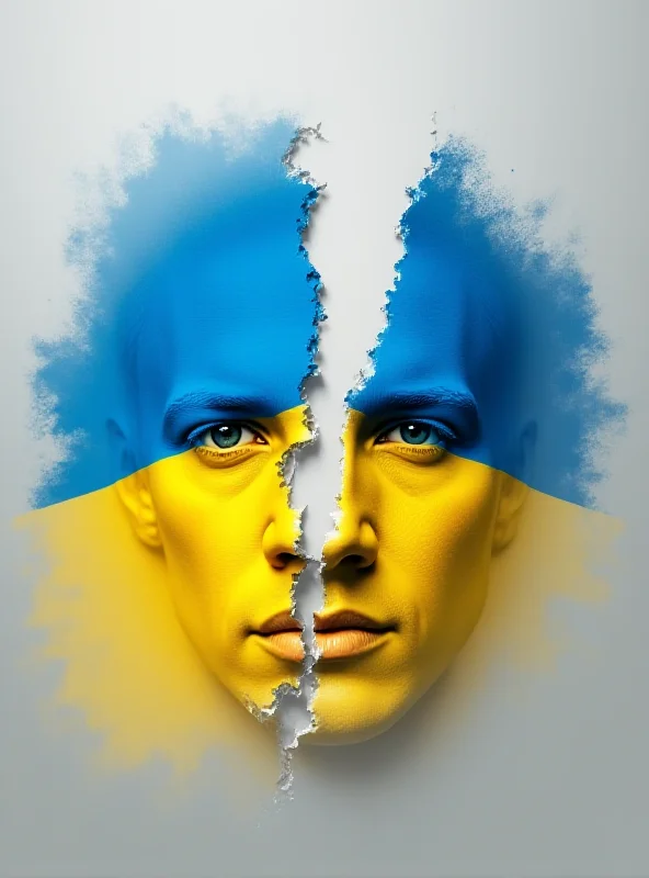 A split Ukrainian flag, symbolizing division