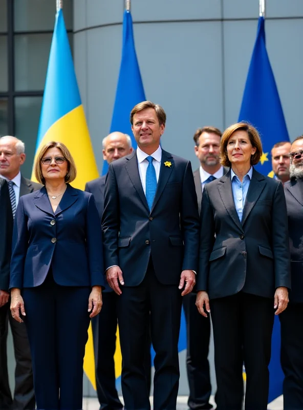 EU leaders standing with Zelensky