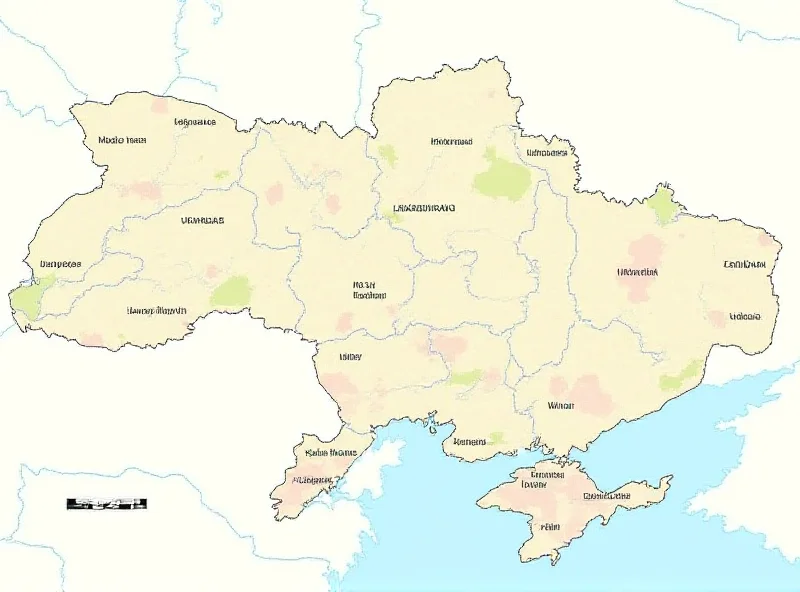 Map of Ukraine showing conflict areas