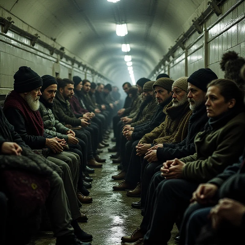 Crowds sheltering in Kyiv metro station