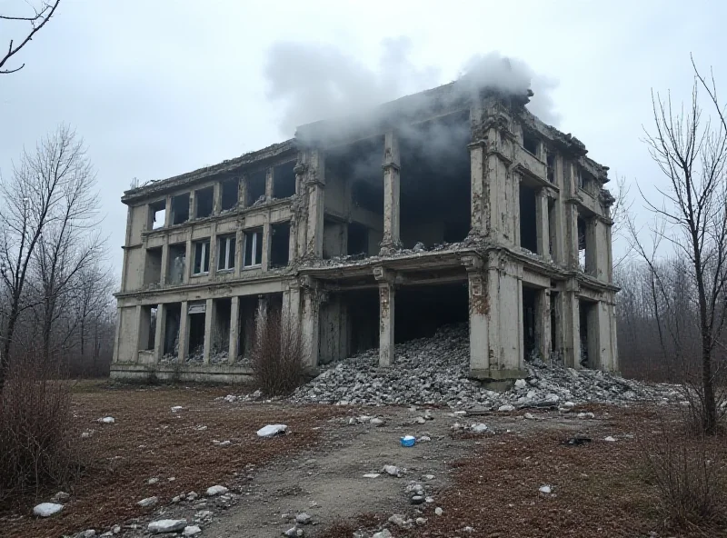 Destroyed Ukrainian hospital after drone attack