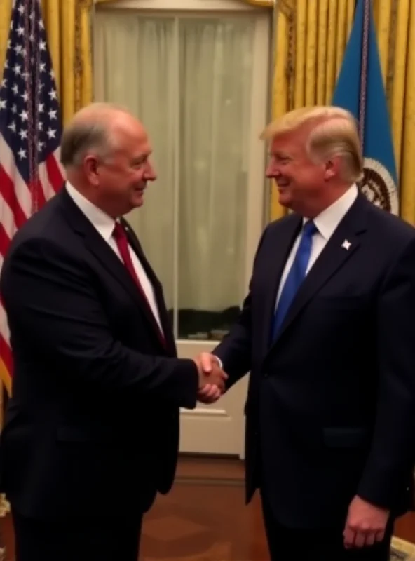 Donald Trump and Volodymyr Zelensky shaking hands