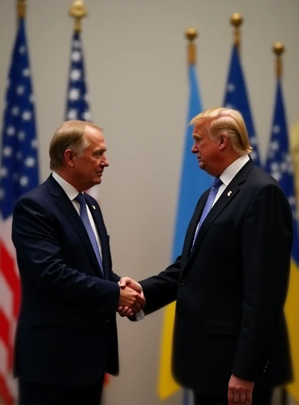 A handshake between two leaders representing the US and Ukraine.