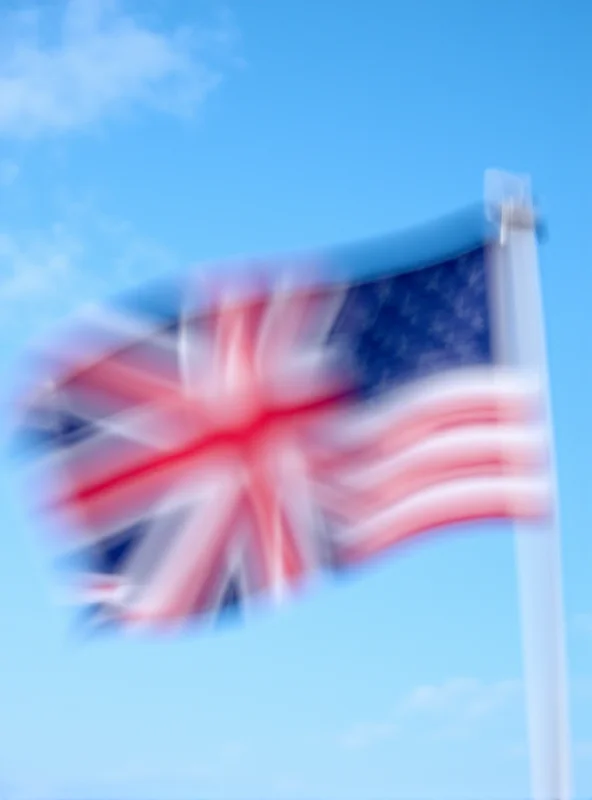 British and American flags waving