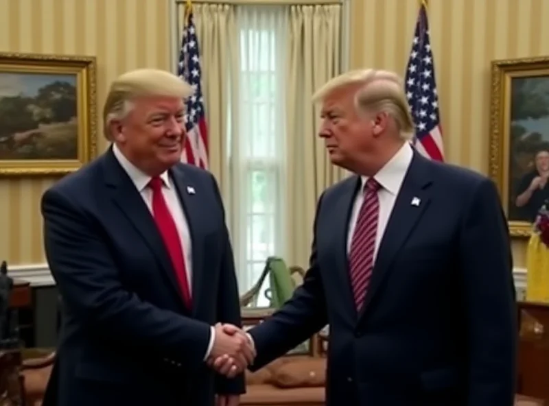 Image of Donald Trump and Volodymyr Zelensky shaking hands in the Oval Office