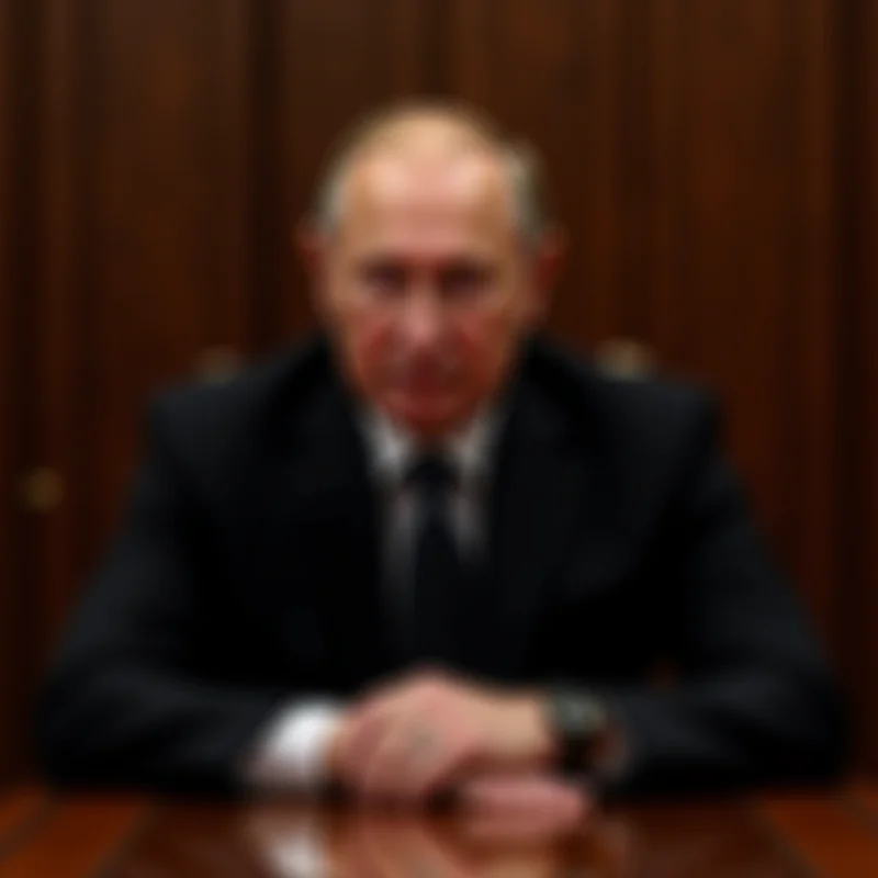 Image of Vladimir Putin sitting at a large table