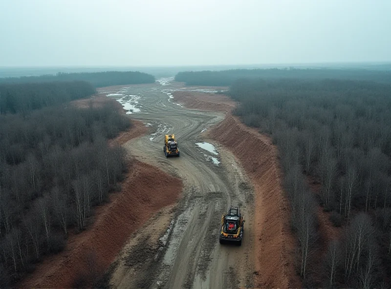 Aerial view of a mining operation extracting rare earth minerals in Ukraine.