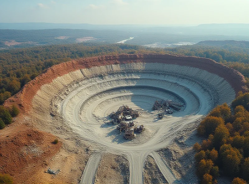 Aerial view of a mining site in Ukraine