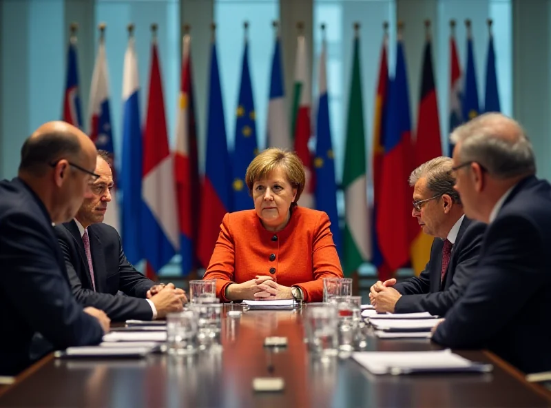 Angela Merkel and other European leaders in a meeting