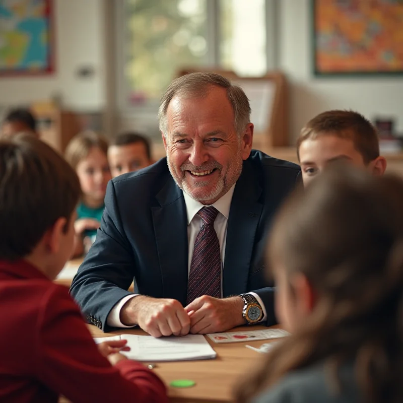 Children asking questions during a visit of President Pavel