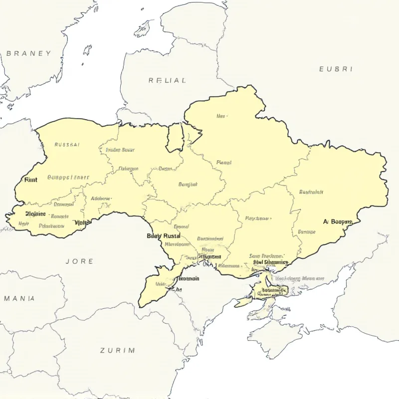 Map of Ukraine with surrounding countries