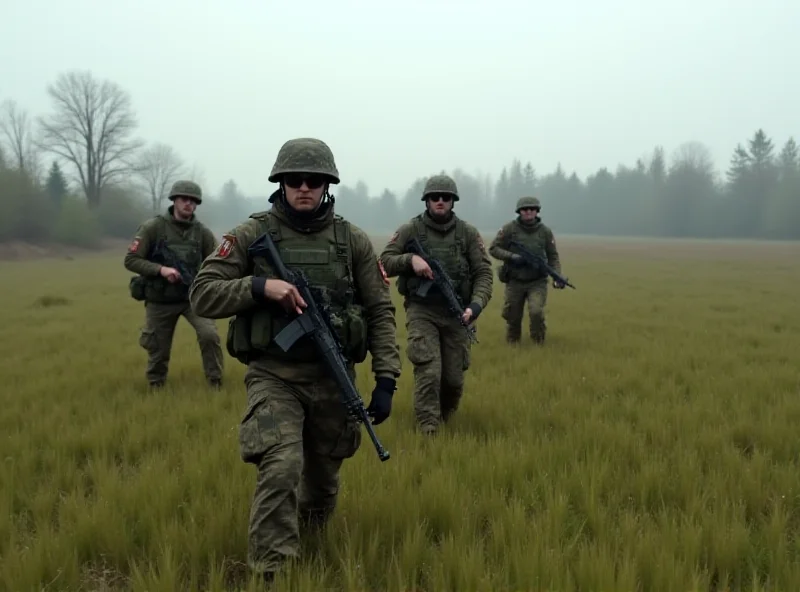 Ukrainian soldiers training in a field