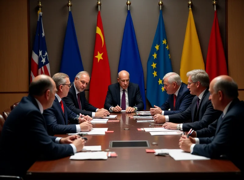 European leaders in a formal setting discussing Ukraine's security