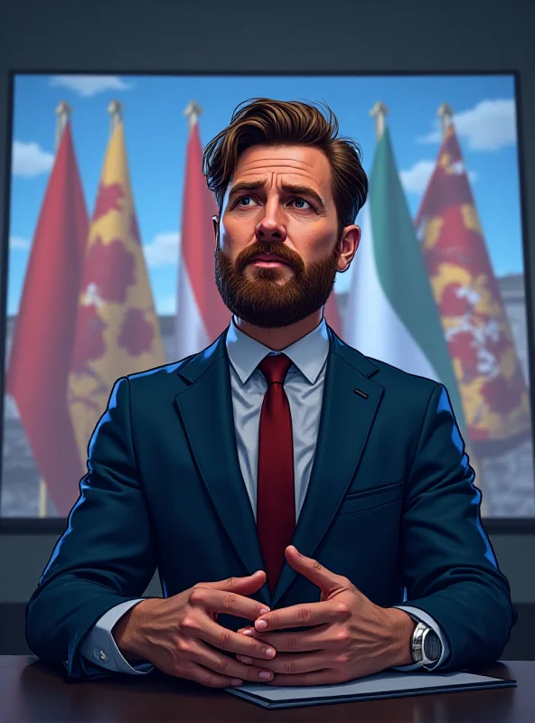 A digital illustration of Keir Starmer on a video call, apologizing to the representatives of Estonia, Latvia, and Lithuania. The Baltic flags are visible in the background.