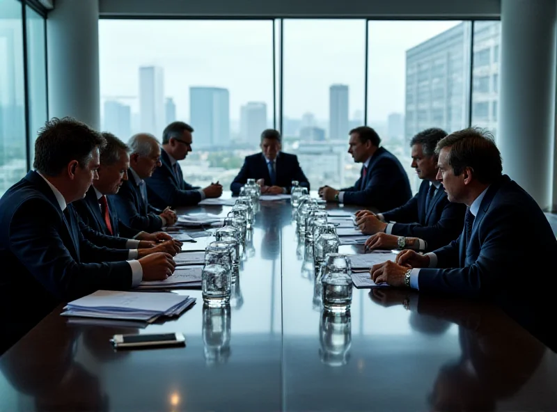 A group of European leaders in a conference room, discussing a strategy for Ukraine.