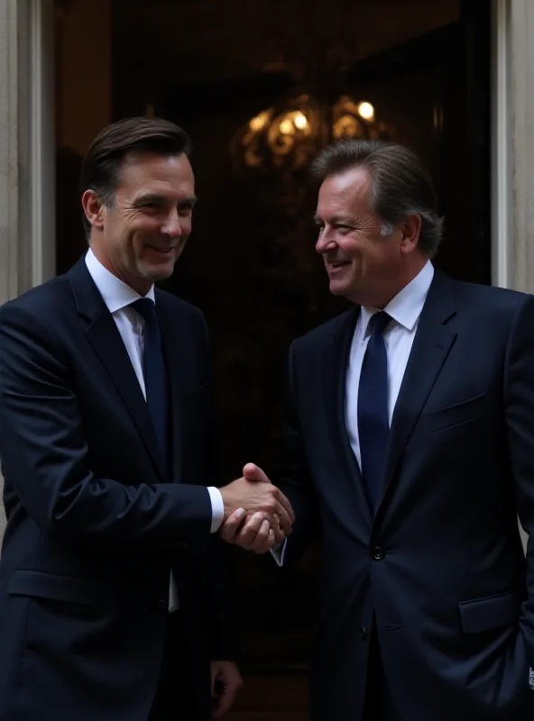 A photograph of Keir Starmer welcoming Volodymyr Zelensky to Downing Street.