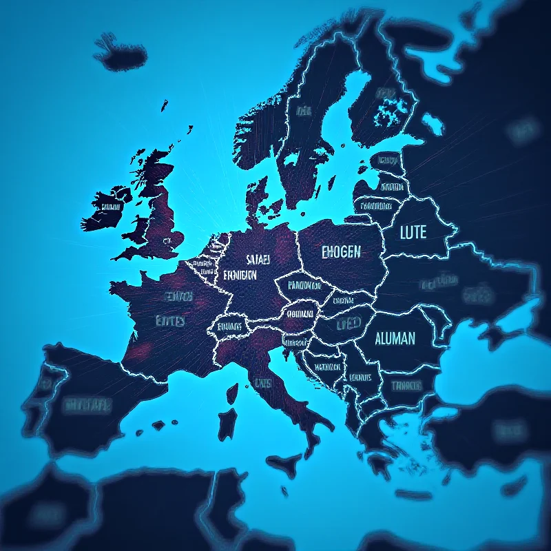 A map of Europe highlighting Ukraine, France, the United Kingdom, and the United States, with lines connecting them to symbolize diplomatic and economic ties.